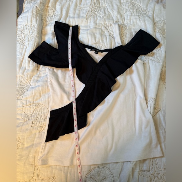 INC International Concepts Black and White Asymmetrical Top - Picture 10 of 13